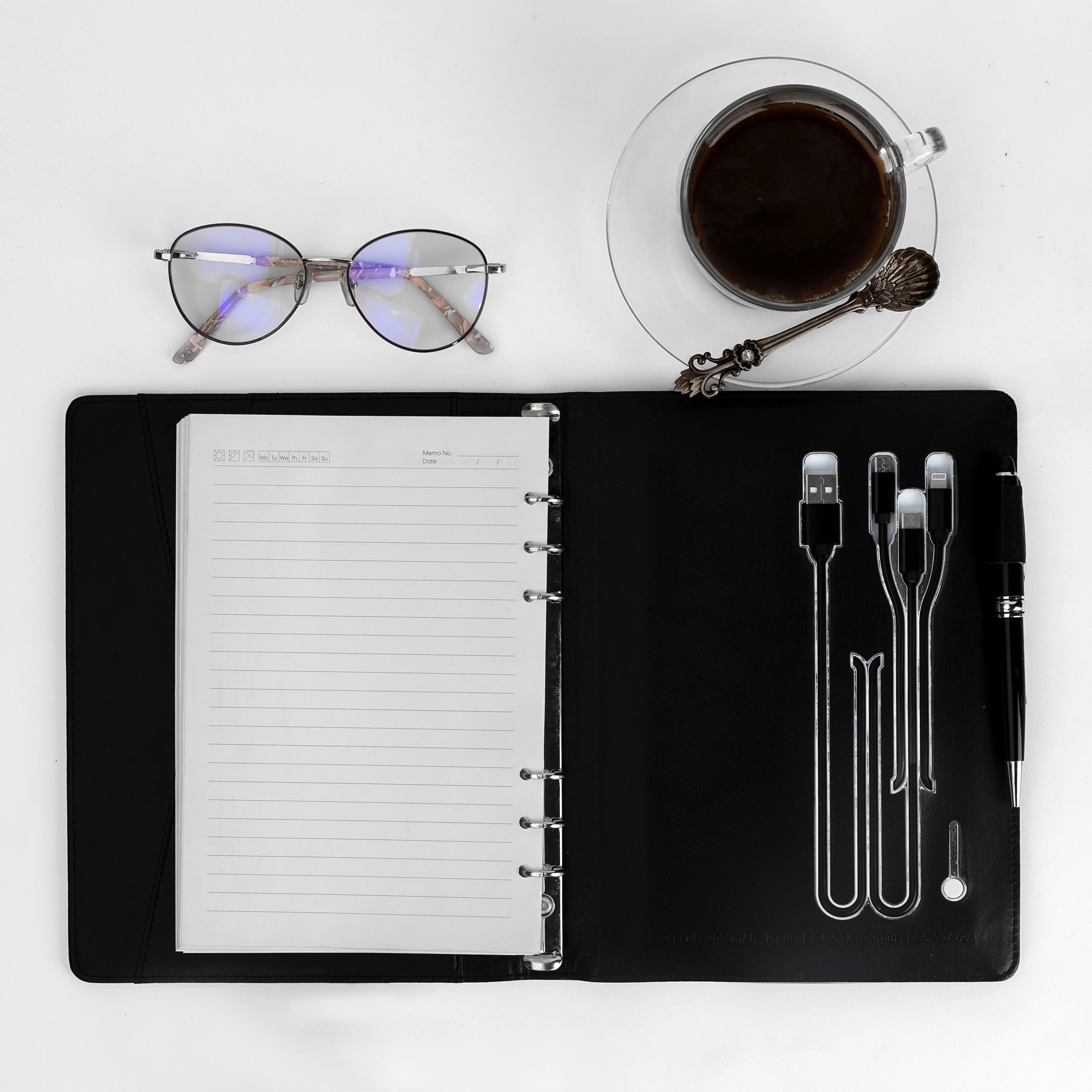 Leather NoteBook with USB charger